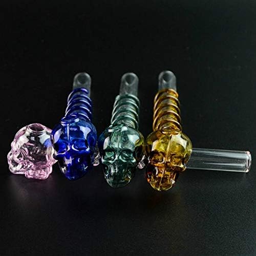 aduben Dolores Guy 5 Inch Length Colorful Skull Spiral Glass Artcraft Pipes 3 Pieces Pyrex