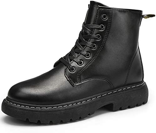 Goodvalue ブーツ メンズ 黒 ワークブーツ マーティンブーツ ショートブーツ ハイカットブーツ 秋冬靴 レースアップブーツ カジュアルブーツ ワークシューズ 革靴 紳士靴 防水 ジッパー 厚底 軽量 アウトドア 防寒 革 ビジネス