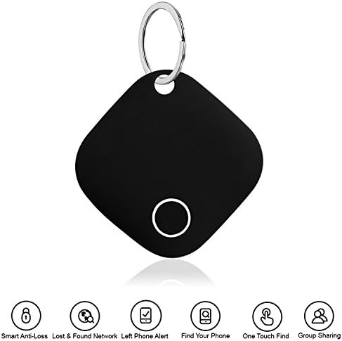 OutFans Rectangle Key Finder/Pet Finder/Phone Finder,Waterproof Smart Bluetooth 4.0 Anti-lost Alarm Wireless Device,Lost and Found Device,Great Tracker on Kids/Pets/Wallet(L1.5"×W1.5"×H0.35")(Black)