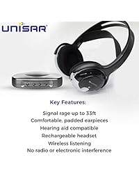 Tv Listener J3 Auriculares inalámbricos recargables para el sistema de audición de TV