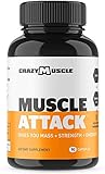 Powerful DHEA Supplement: Muscle Attack is a Testosterone Booster for Men and Women to Increase & Maintain Test Levels and Prevents Side Effects - Bodybuilding Supplements by Crazy Muscle - 90 Tablets