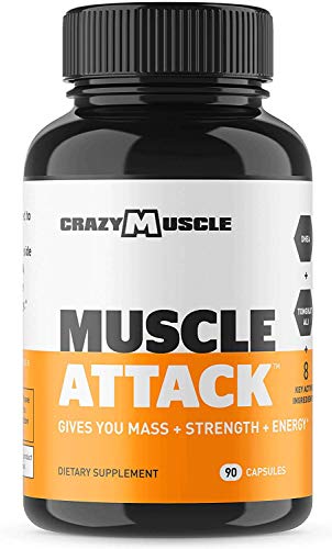 Powerful DHEA Supplement: Muscle Attack is a Testosterone Booster for Men and Women to Increase & Maintain Test Levels and Prevents Side Effects - Bodybuilding Supplements by Crazy Muscle - 90 Tablets (List Of Best Prohormones)