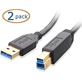 Cable Matters 2 Pack, SuperSpeed USB 3.0 Type A to B Cable in Black 3 Feet