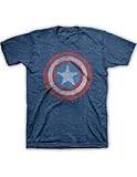 Marvel Comics Captain America Shield Men's Navy Heather Burnout T-shirt S