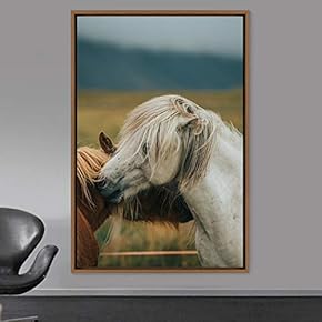 signwin Framed Canvas Wall Art Two Horses Animals...