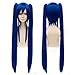 Wendy Marvell Wig Fairy Tail Cosplay Long Straight Dark Blue Double Ponytail Costume Wig
