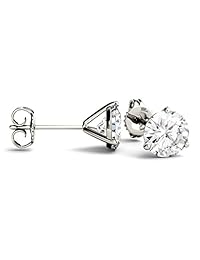 14K White Gold Moissanite by Charles & Colvard Round Martini Stud Earrings