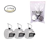 Handheld Tally Counter, Teenitor® Metal Compact 4 Digit Number Clicker Golf Sport Manual Finger Handheld Tally Counter with A Metal Hoop for Convenient Carry