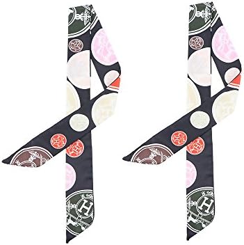 Jellyooy Beachkins Classic Print Silk Scarves Handbags Wrap Twill Scarf 2PCS/Pair