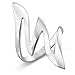 925 Sterling Silver Large Long 34 MM Modern Style Wave Ring - Size 10