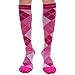 Men/Women Knee High Compression Socks Large Argyle Pink