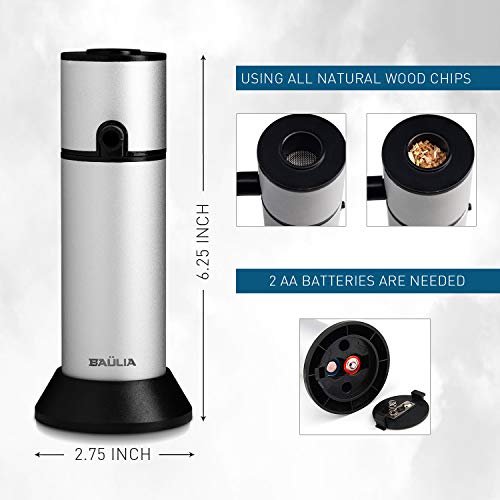 Baulia SI825 Hand Held Gun, Kitchen Smoker for Meat & Cocktails-Indoor Food & Drink Smoking Machine for Sous Vide Accessories - Add Some Rich SMO, 3x3x3 - Thumbnail 6