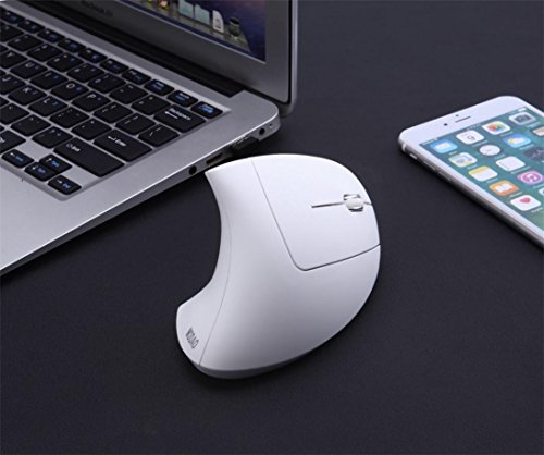 2.4G Wireless Mouse, Transer Rechargeable Vertical Ergonomic Optical Mouse with 5 Buttons 3 Adjustable 800/1200 /1600DPI for Computer/PC/Laptop/Notebook (White) - Thumbnail 6