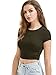 SweatyRocks Women's Basic Short Sleeve Scoop Neck Crop Top Green M