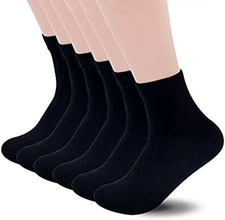 SIXDAYSOX Men's Mini Crew Socks Cotton Dress Quarter Socks Anti Odor Antibacterial Black Business Socks for Dress Shoes Pack of 6 Shoe 8-12