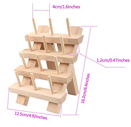 Eiito Premium Beechwood 12-Spool Sewing & Embroidery Thread Rack (12-Spool)