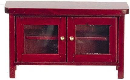 Melody Jane Dollhouse Modern Mahogany Cabinet Tv Stand Miniature Living Room Furniture