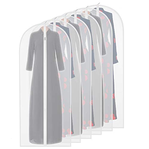 homeminda Garment Bags Clear 6packs 55in Long Hanging Moth Proof