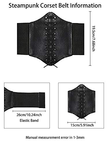 SATINIOR-2-Pezzi-Steampunk-Corsetto-Cintura-Retro-Larghezza-Corsetto-Cintura-Legata-Cintura-in-Vita-Elastica