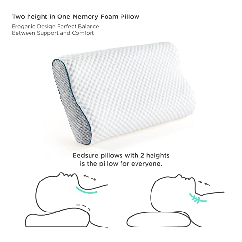 Bedsure Memory Foam Pillow Neck Contour Cervical Orthopedic Pillow