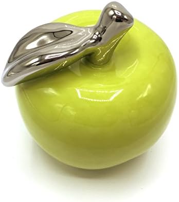 Gilde Modern sculpture deco figurine Apple 'La Viva' made of ceramic green height 10 cm diameter 8.5 cm