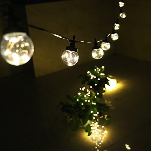 Globe String Lights, Naturous 15 LED Globe Lights Outdoor Starry Fairy Lights Clear Acrylic Finish, UL Listed(15ft/4.5m, 3000K warm white)