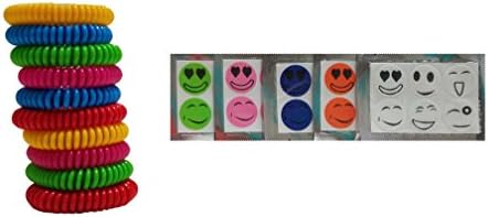 PERFECT PACK: 10 Pack Mosquito Repellent Bracelets &amp; 10 Pack / 60 Counts Kids stickers, 100% Natural Bug &amp; Insect Protection, DEET-FREE, Waterproof Band for Kids &amp; Adults