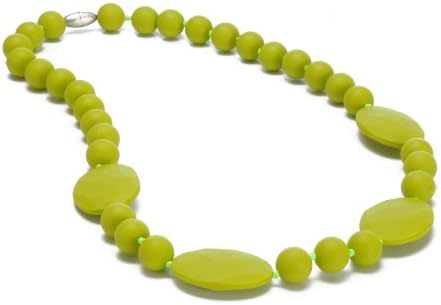 Chewbeads Perry Teething Necklace (Chartreuse) - Original Fashionable Infant Teething Jewelry for Mom. 100% Medical Grade Silicone Safe for Teething Babies and Toddlers. BPA Free