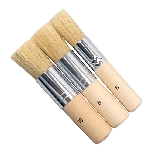 URlighting Wooden Stencil Brush (3 Pcs) - Natural Bristle Paint Brush for Acrylic Painting, Oil Painting, Watercolor Painting, Stencil Project, Card Making and DIY Art Crafts