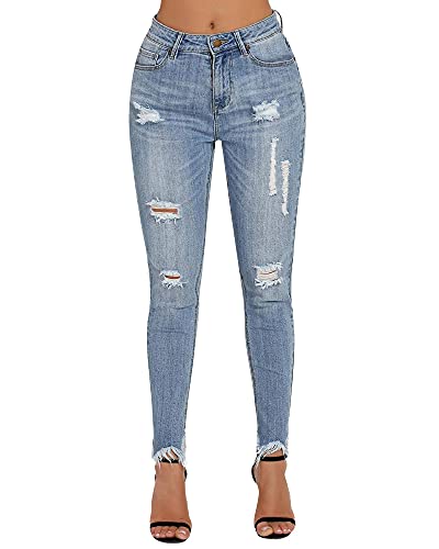 roswear Women's Ripped Mid Rise Frayed 