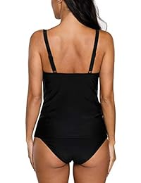 Anwell Tankini traje de baño para dama con braguitas triangulares sólidas