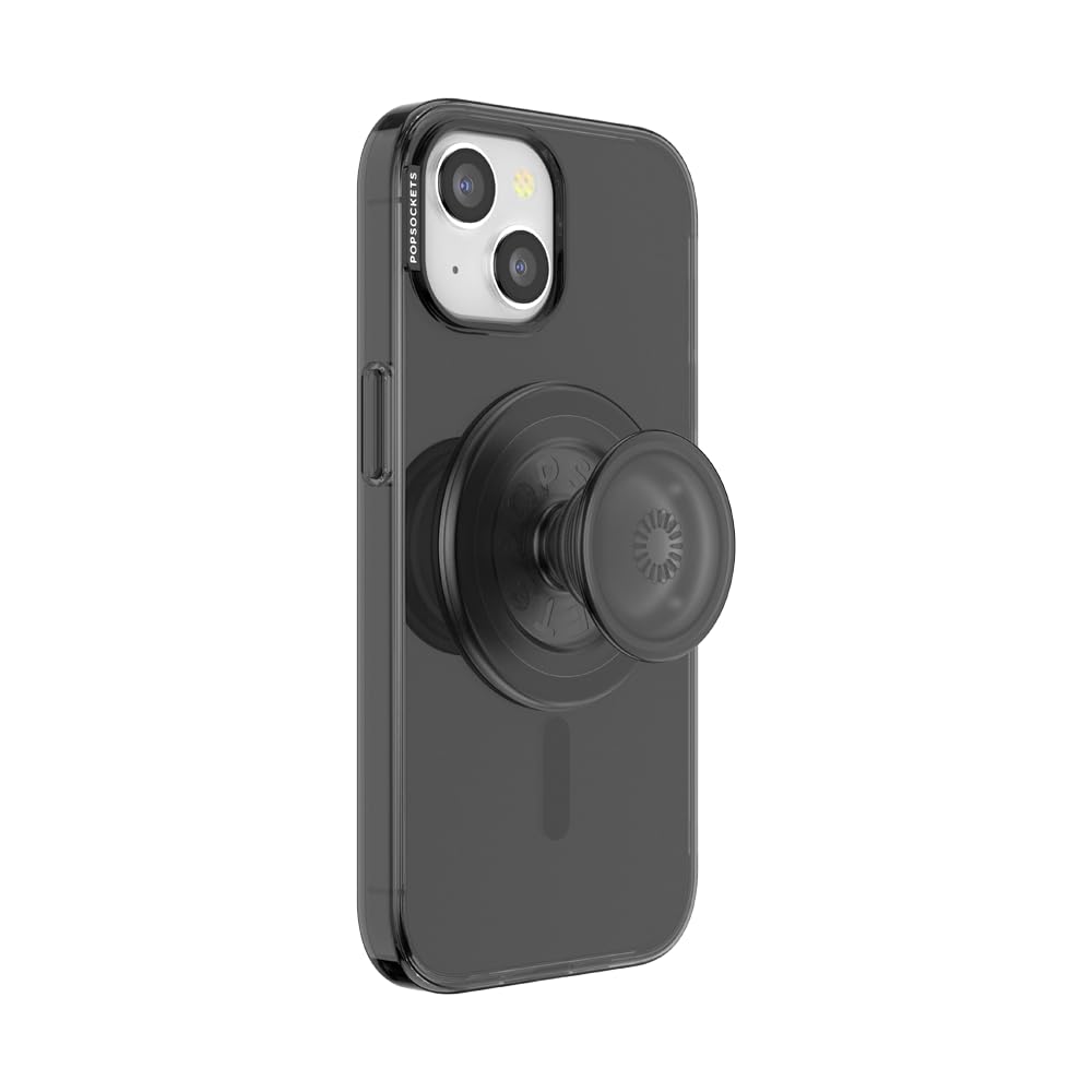 PopSockets: PopCase PlantCore for MagSafe - Plant-Based Phone Case for iPhone 15 with a MagSafe Compatible PopGrip - Phone Stand and Grip with a Swappable Top - Black Transluscent