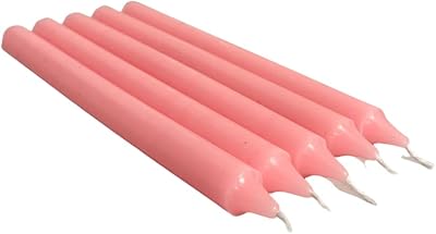 REQUISITE NEEDS Pack 10 Colourful Paraffin Wax Dinner Stick Candles Baby Pink