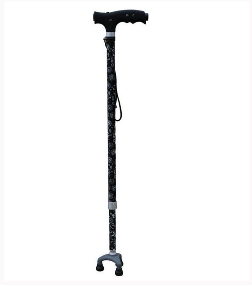 LPY-Crutch With LED Light, Aluminum Alloy Walking Sticks With Small Base, Anti-Lost Hand Rope Adjustable Height