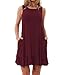 Womens Summer T Shirt Dress Plain Ruffle Loose Casual Plus Size Swing Sundress With Pockets GABREBI
