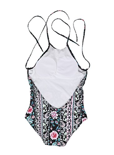 Zxzy Women Bohemian Floral Print One Piece Bikini Monokini Set