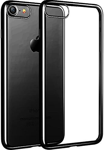 iPhone 7 Case, Premium Soft TPU Electroplated Cover (Black)