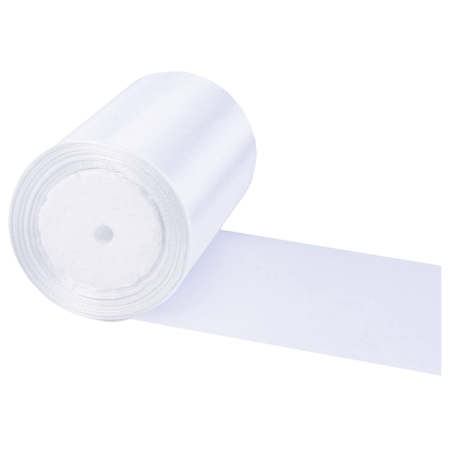 POPOYU Wide Thick White Ribbon 10CM for Gift Wrapping, 23M 4Inch Big Satin Xmas Large Bow Car Christmas Crafting, Bouquets, Wedding, Presents, Cake Decorations