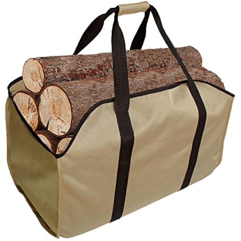 Heavy Duty Large Canvas Log Tote Bag Carrier Indoor Fireplace Firewood