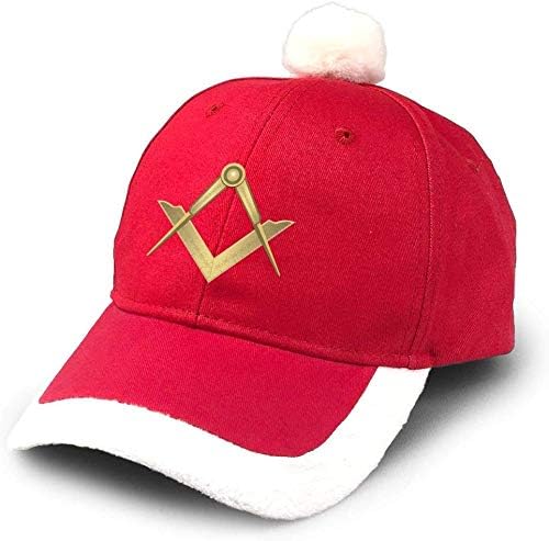 GGdjst Freemason Masonic Symbol Christmas Santa Hats Unisex Party Cap Adjustable Baseball Cap for Adults Women Men Cotton Fabrics Printed Xmas Red Hator Fits Children Girl Boy