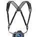 USA Gear DSLR Camera Strap Chest Harness with Quick Release Buckles, Black Neoprene Pattern and Accessory Pockets - Compatible with Canon, Nikon, Sony and More Point and Shoot, Mirrorless Cameras
