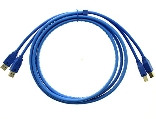 Aleratec SuperSpeed USB 3.0 (2) Type A Male to (2) Type B Male Snake Cable, Blue, 6ft (1.82m)