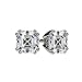 NANA Jewels Asscher Cut 14K Solid Gold Posts & Sterling Silver Simulated Diamond Stud Earrings 0.75 to 4.00ctw CZ