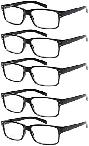 thumbnail interactive-video image 1 of B&Q 5-Pack Unisex Blue Light Blocking Reading Glasses - Spring Hinge, Rectangle Polycarbonate Frame - Multiple Magnifications 1 of 4