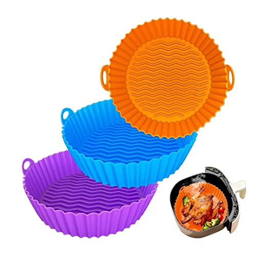 JUNPED Silicone Air Fryer Liner 3 Pack Reusable Silicone Basket To