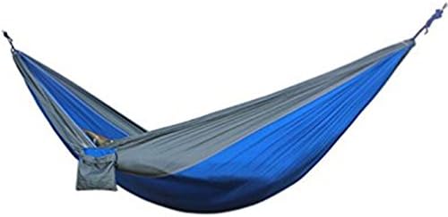 Iserlohn Portable Lightweight Camping Hammock with Straps and Steel Carabiner, Parachute Nylon Fabric Double Hammock for Hiking, Travel, Backpacking, Beach, Yard, (Grey/ Blue)