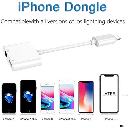 Headphone Adapter for iPhone 11 pro 3.5mm Jack Car Charger AUX Converter Splitter Charge & Audio Cables 2 in 1 for iPhone 7/7 Plus/8/X/10/11/XR/XS/XS Max Dongle Earphone Adaptor Support iOS System
