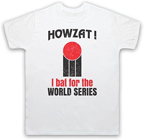 My Icon Men's Howzat I Bat For The World Series As Worn By Dennis Lillee Cricket T-Shirt, White, Medium