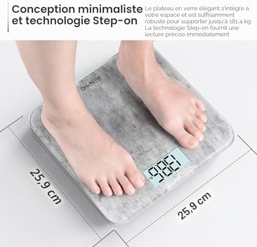 Pèse-personne numérique pour poids corporel, affichage LED, béton
