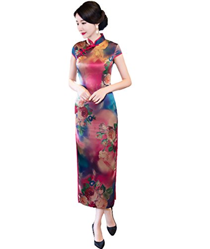 Femirah Women's Long Chinese Style Wedding Dress Qipao Cheongsam Party Dress